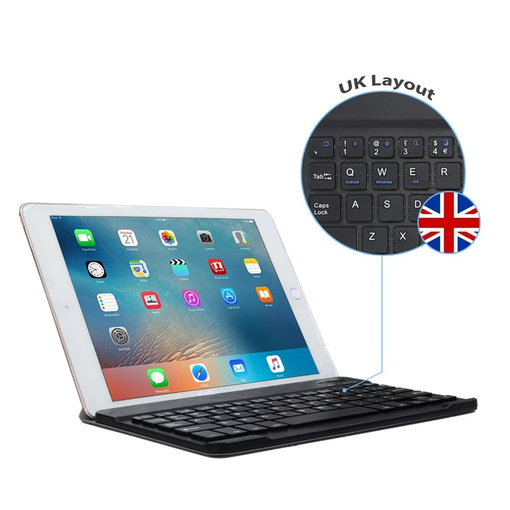 Kemile тонкая портативная беспроводная bluetooth клавиатура с подсветкой для iPad