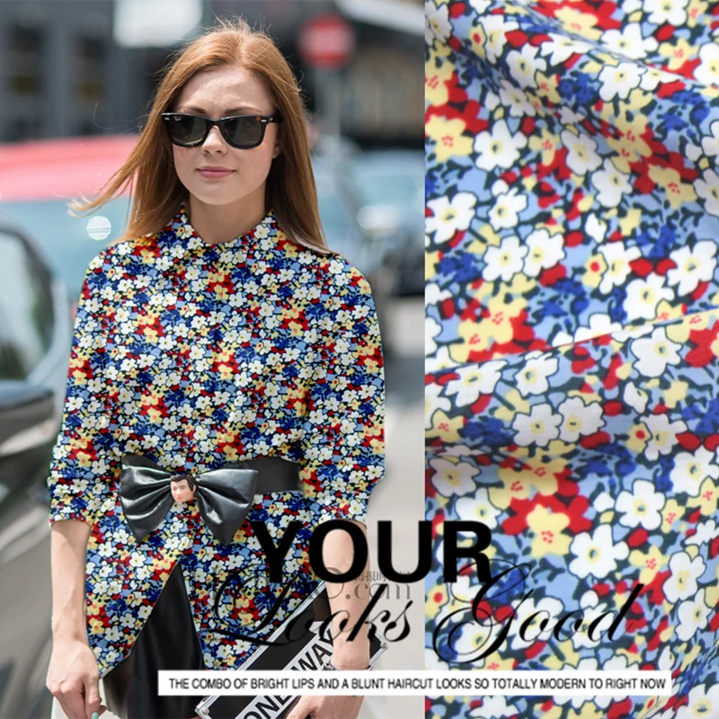 12 момме приятная на ощупь ткань из смеси шелка и хлопка с цветочным принтом | Дом