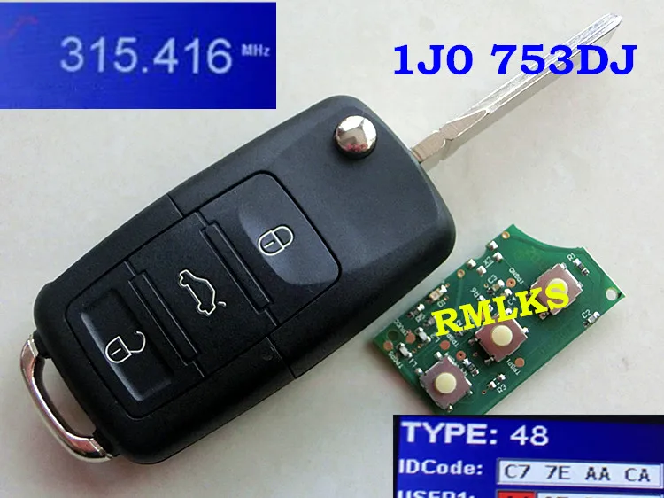Складной дистанционный ключ RMLKS с откидной крышкой для VW 1J0 959 753 DJ Bora Golf ПАССАТ