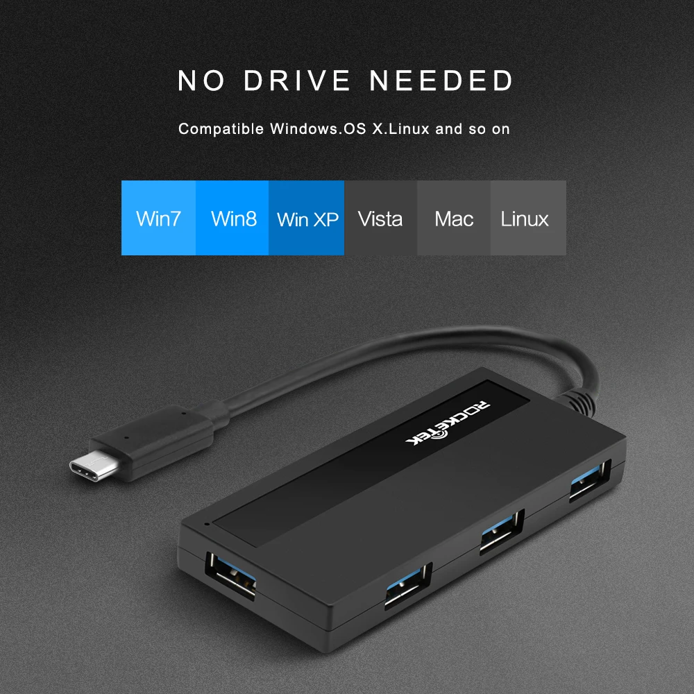 Rocketek мульти otg usb type c 3 0 концентратор 4 порта type-c адаптер usb-c сплиттер интерфейс