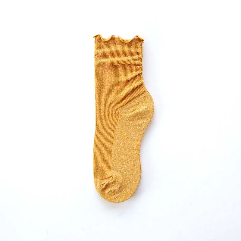 

[WPLOIKJD]Candy Color Simple Harajuku Socks Women Funny Happy Heap Heap Socks Shiny Fashion Female Calcetines Mujer Skarpetki