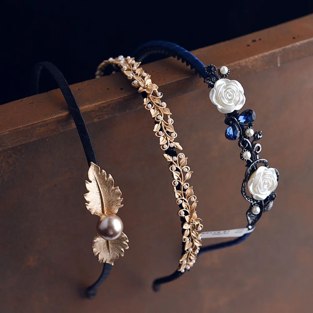 Хрустальные стразы жемчужная лента для волос свадебные металлические