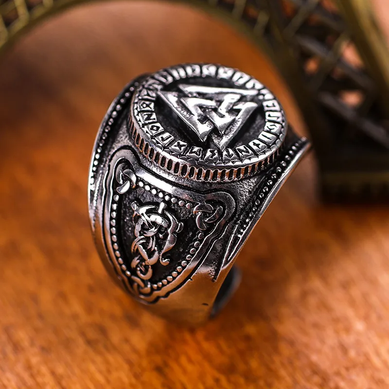 Прямая поставка мужские кольца Valknut руны норвежские ювелирные изделия античное