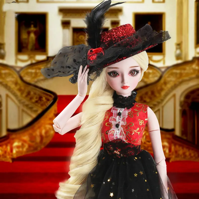 Кукла шляпа для Bjd 1/3 кукла девушка топ красный/синий/черный/фиолетовый головной