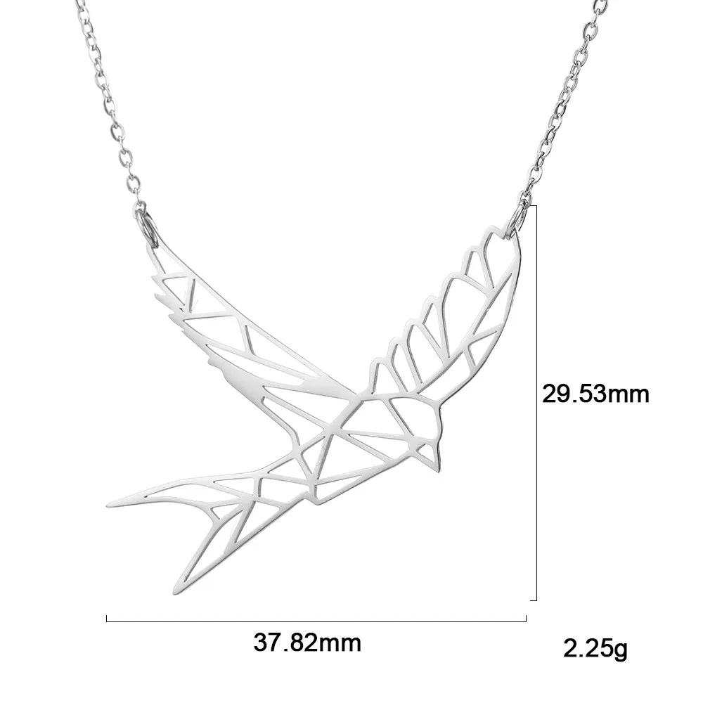 Silver Lemegeton модное животное Ласточка кулон ожерелье геометрическое ожерелье с птицей из нержавеющей стали ожерелье вечерние ювелирные изделия аксессуары - Окраска металла: Silver
