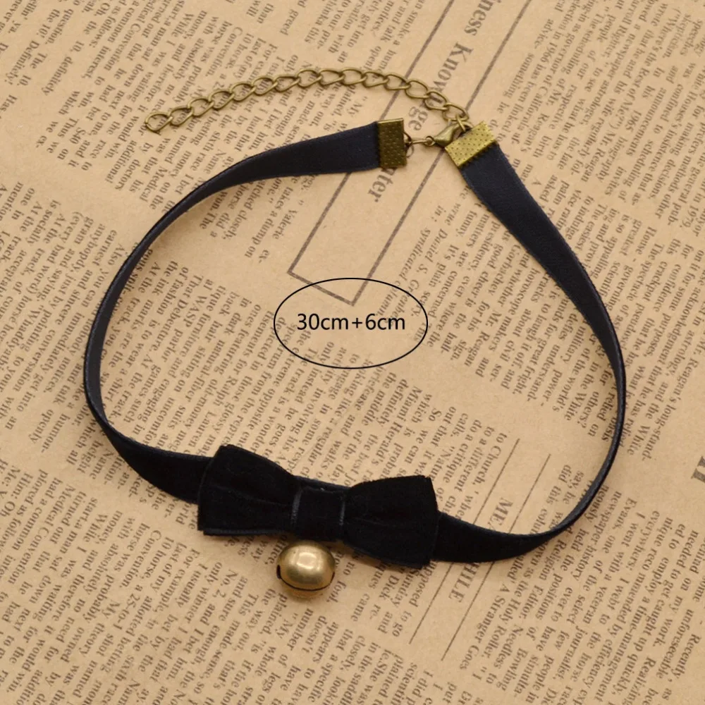 Модное бархатное ожерелье чокер с бантом колокольчиками ручной работы в стиле