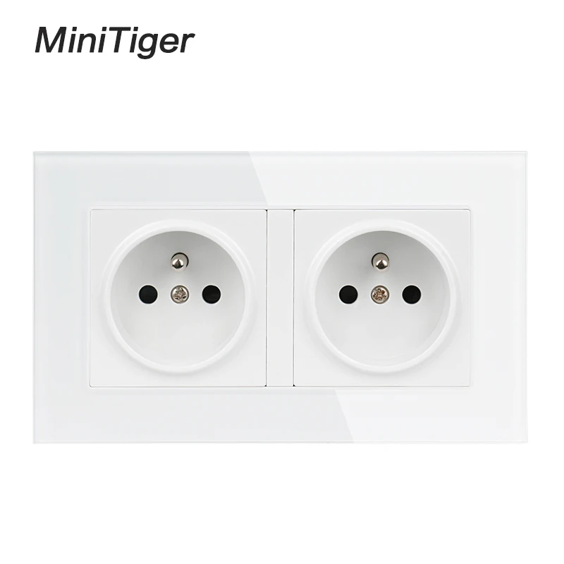 Двойная настенная розетка Minitiger 16 А с заземлением защитой от детей | Обустройство