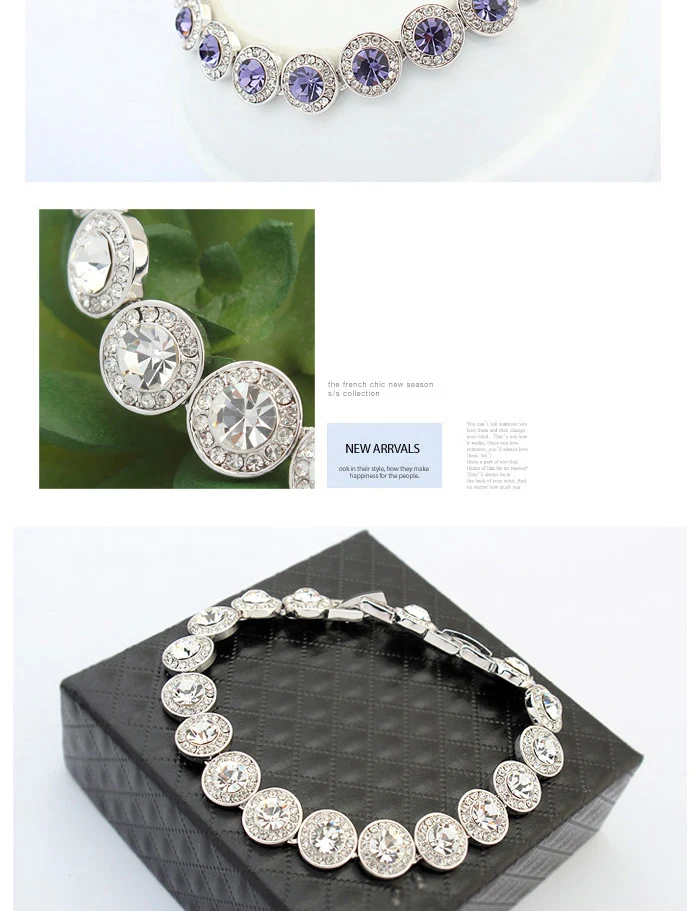Malanda абсолютно новые модные круглые кристаллы от Swarovski браслеты серебристый циркониевый браслет для женщин Свадебные ювелирные изделия