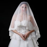 in stock 1 5m wedding veil 2020 appliques edge white bridal veils one layer wedding accessories free shipping