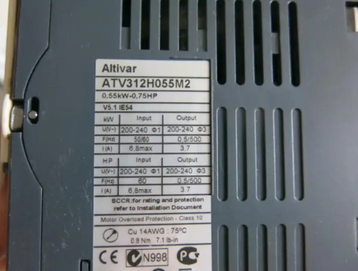 

Инвертор ATV312H055M2 0,55 кВт 200-240 в, используется один, 90% ВНЕШНИЙ ВИД НОВЫЙ; 3 месяца гарантии; в наличии,