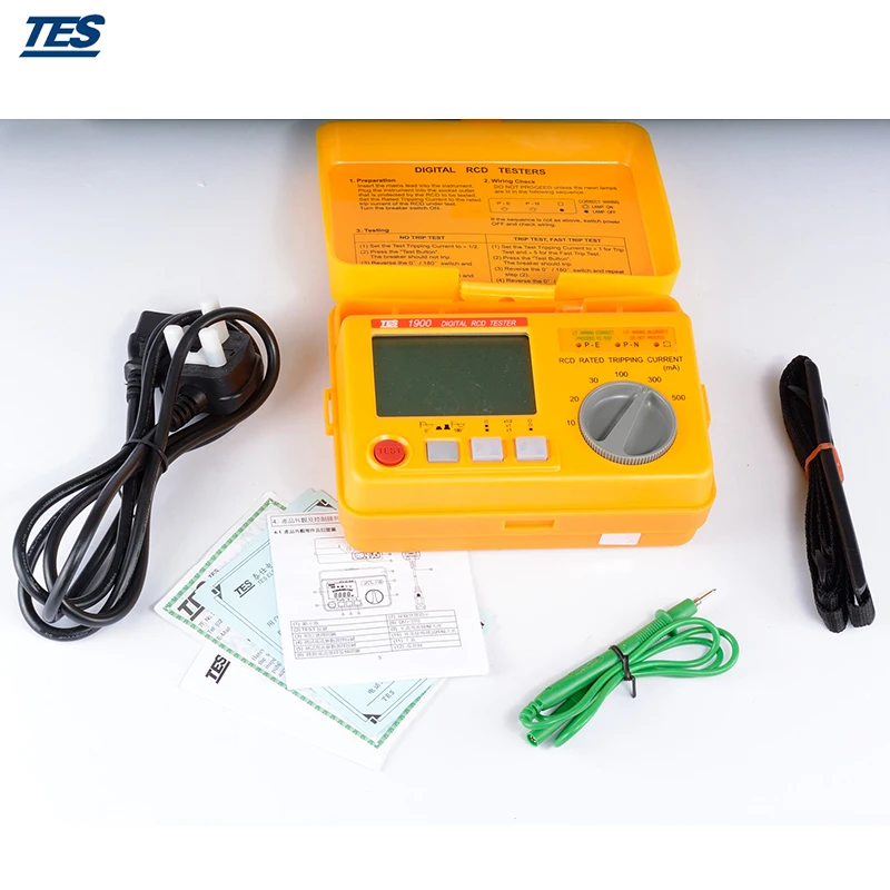 TES 1900A цифровой RCD Тип остаточного тока автоматический выключатель тестер