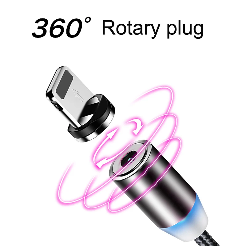 1 м светодиодный магнитный usb кабель для зарядки iPhone XS X XR 8 7 USB C шнур зарядного