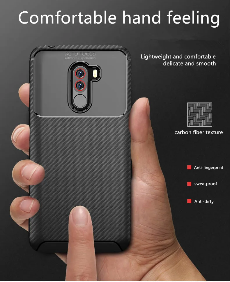 For Xiaomi PocoPhone F1 Case Cover Luxury Shockproof Carbon High Quality Soft TPU Silicone Back Funda | Мобильные телефоны и