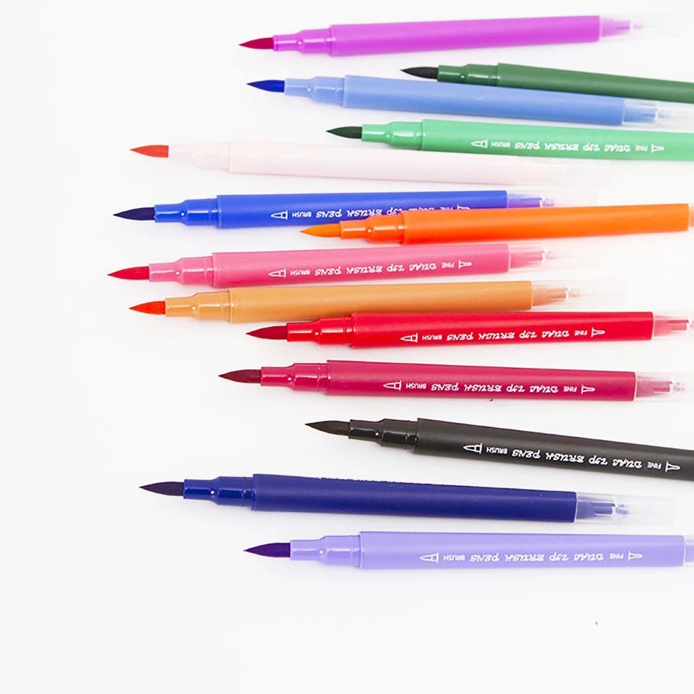Dual Tip Markers 36 Colors Watercolor Brush Pens with 0.4 Fineliner and Highlighters Tip(1-2mm) | Канцтовары для офиса и дома