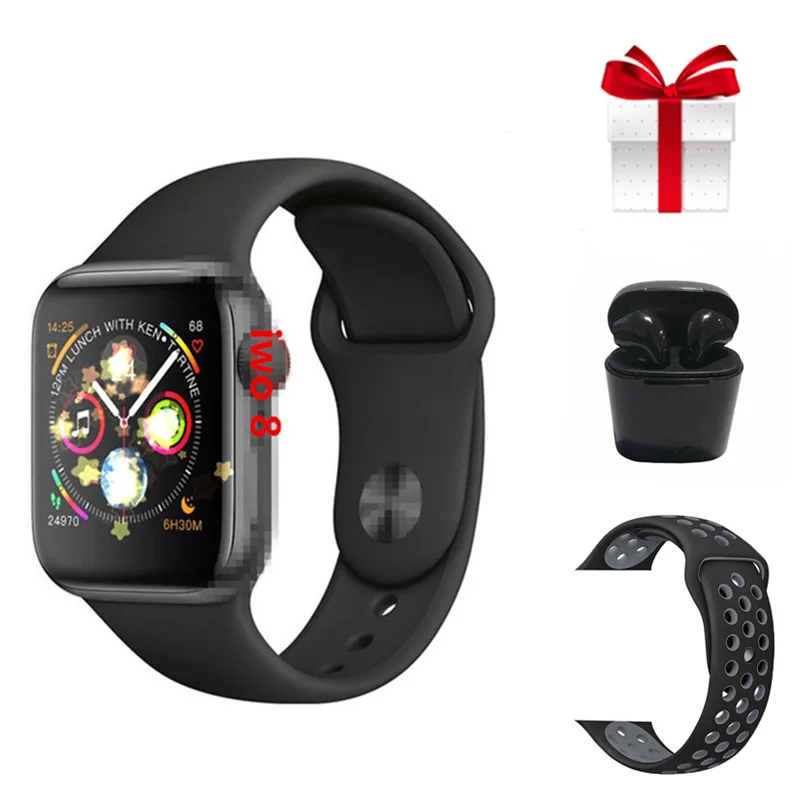 Black Часы SmartWatch IWO 8 Роскошные умные часы для мужчин iwo8 reloj inteligente hombre с монитором сердечного ритма ЭКГ для samsung smart watch honor - Цвет: Black