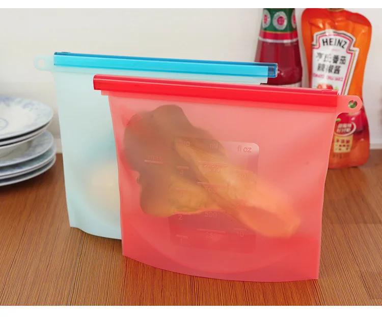 Многоразовые Ziplock мешок силиконовый нулевой отходов 32 унции Хранения Еды Кухня хранения организации термоусадочные обертывания сумки запах доказательство Wonderlife