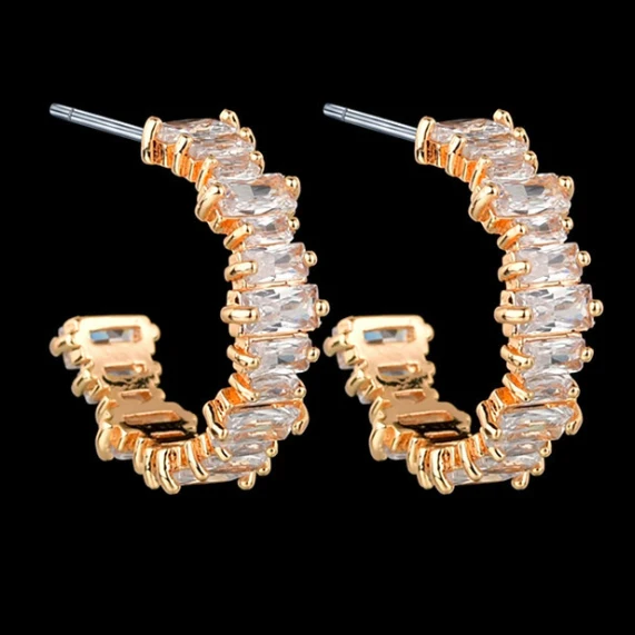 

Подарок для девочек AAA прямоугольные циркониевые инкрустированные геометрические серьги