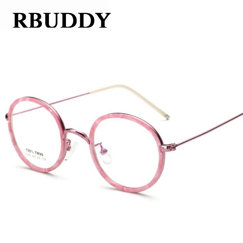 Rbuddy круглый поддельные Очки прозрачный Для женщин мужчин Металл Изысканные