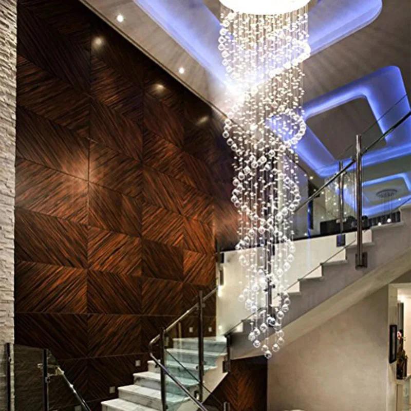 Satin Al Yeni Modern K9 LED Kristal Avizeler Işıkları Yatak Odası Oturma Odası Spiral Kristal Avizeler Lambalar Dubleks Merdiven Aydınlatma