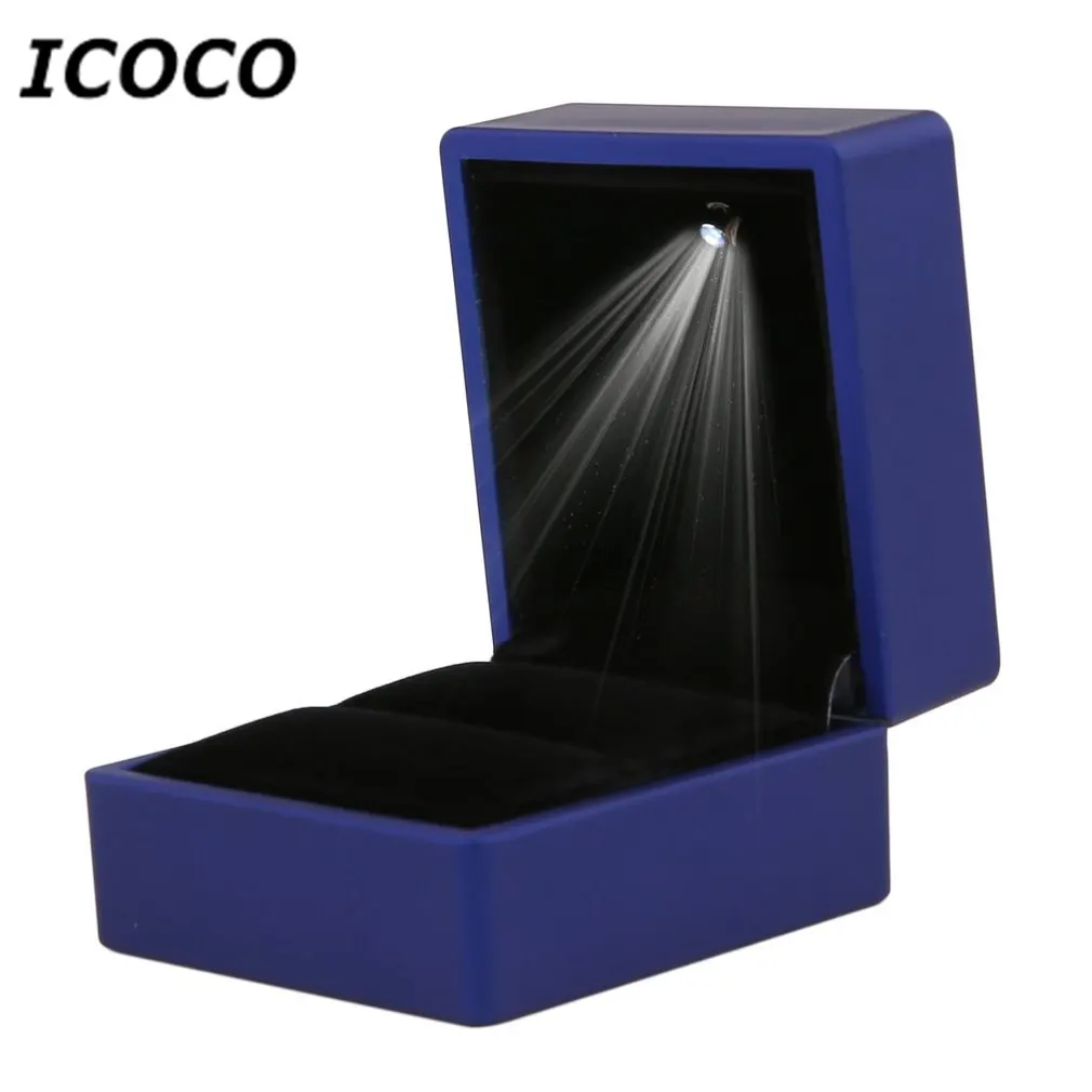 Новый LED освещение чехол для серьги Подарочная коробка свадебное кольцо