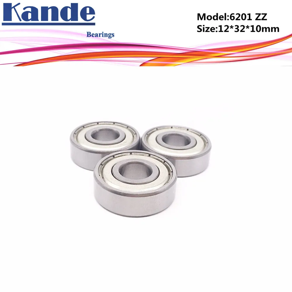 Kande 6201ZZ 10 шт. Однорядный шариковый подшипник с глубоким желобом 6201 2Z 12x32x10 мм