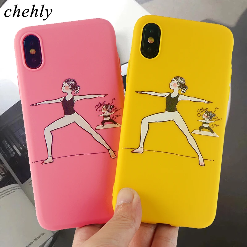 Забавный чехол для телефона Yoga girl iPhone X XR XS Max 8 7 6 S Plus Мультяшные Чехлы мягкий