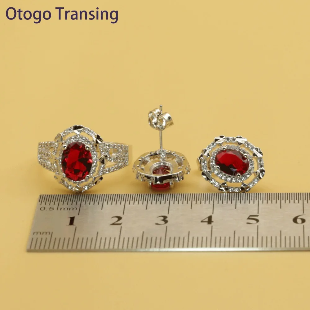 Otogo Transing 2019 набор ювелирных изделий с круглым красным кубическим цирконием