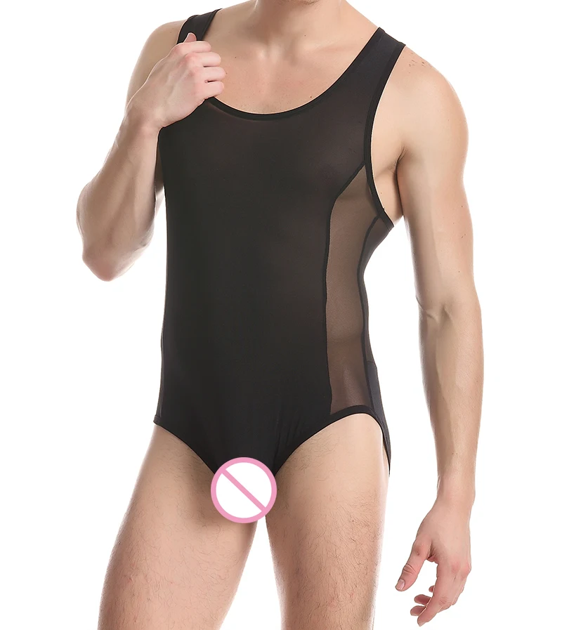 

Mesh Leotard Sexy Men Underwear Bodysuit Transparent Lingerie Jumpsuit Erotic Wrestling mail Bodysuit Undershirt