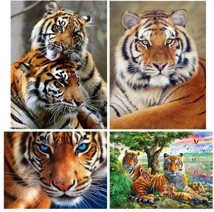 Алмазная вышивка с изображением тигра|Алмазная мозаика и вышивка| |