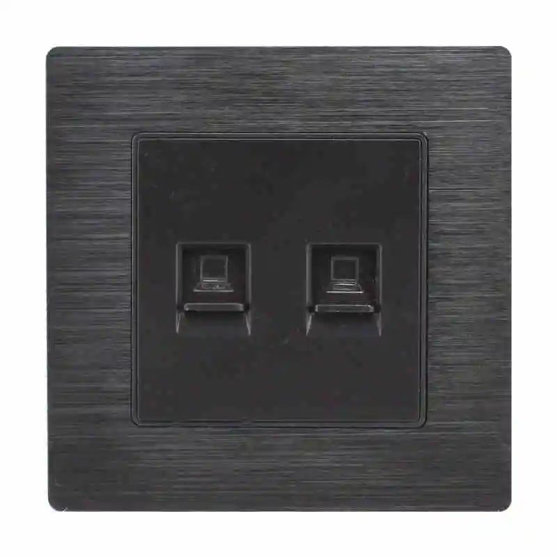 2 порта CAT5E RJ45 настенная панель металлическая рамка розетка интернет вилка черный