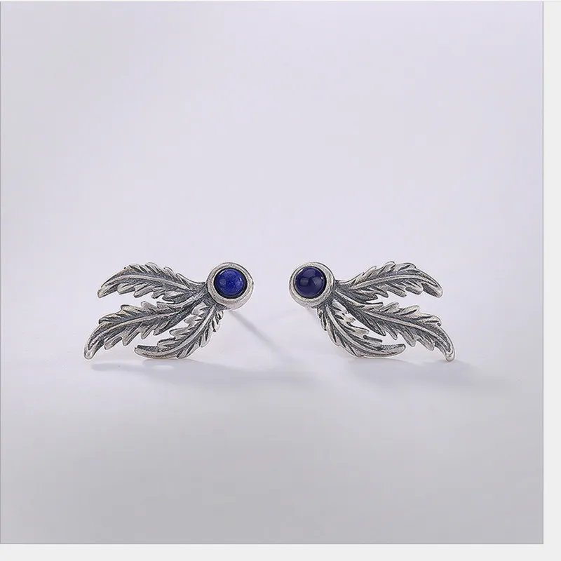 Женские серьги-гвоздики в этническом стиле с искусственным пером Феникса