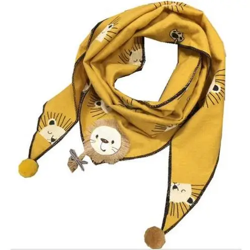 yellow lion Новые хлопковые для маленьких девочек Треугольники шарфы теплый дети шейный платок Демисезонный для девочек шаль воротником для мальчиков для маленьких детей шеи шарф - Цвет: yellow lion