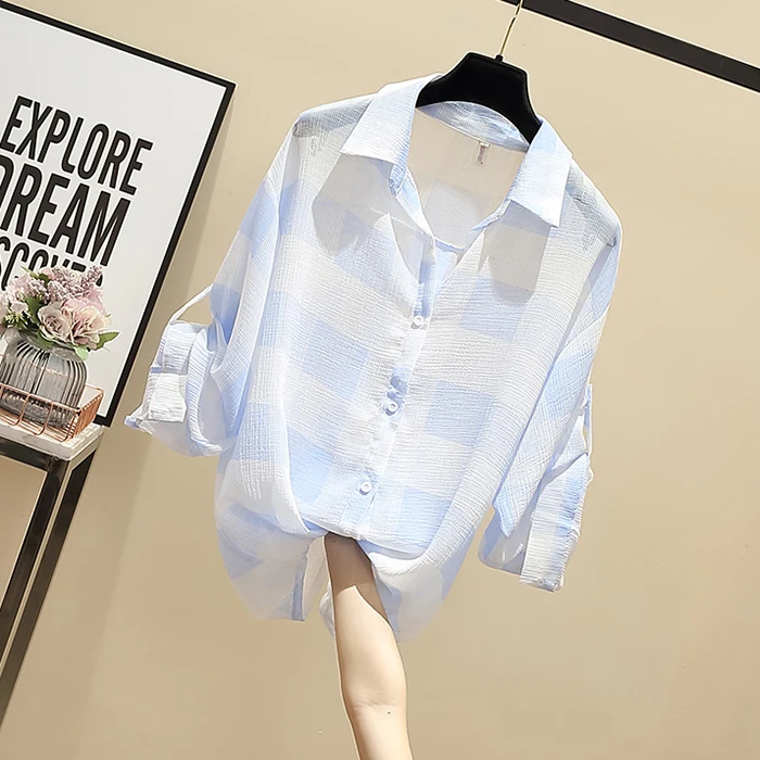 Женская рубашка Новинка лета 2020 свободная в клетку большого размера 4XL топы