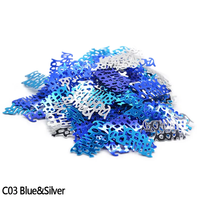 C03 blue silver 15 г/упак. письма с поздравлениями с днем рождения конфетти из папиросной бумаги Boda вечерние Украшение стола наполнители для пиньяты Свадебная декоративная обсыпка расходные материалы - Цвет: C03 blue silver