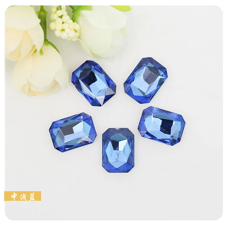 HOT! Light blue rectangle Eight corner Pointed bottom crystal rhinestones DIY dress decoration Watch and jewelry 50pcs/packs | Дом и сад