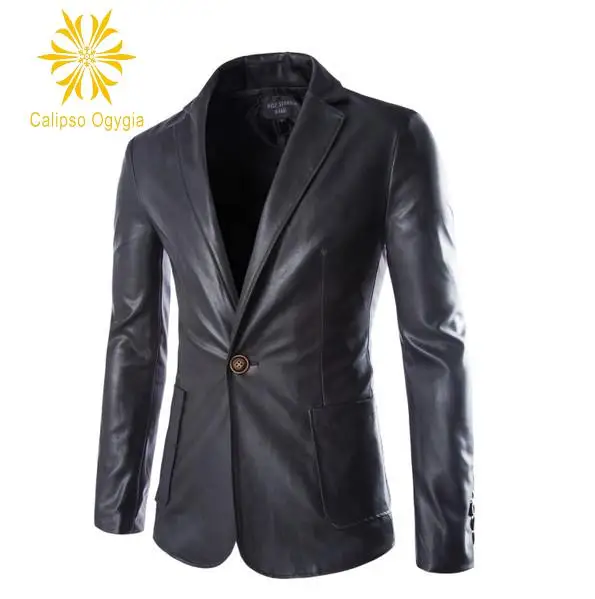 Мужская мода Формальное байкерские кожаные пальто Верхняя одежда Тренчи для