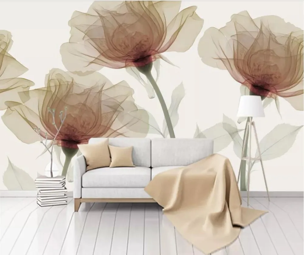

Пользовательские 3D фрески скандинавский минимализм ручная роспись бумажные фрески с цветочным фоном стена