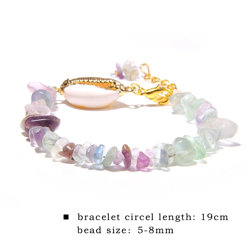 Cowrie Shell Bracelet Natural Stone Chips Crystal Seashell Hand Chain Bracelet for Women Femme Beach Jewelry Bohemian