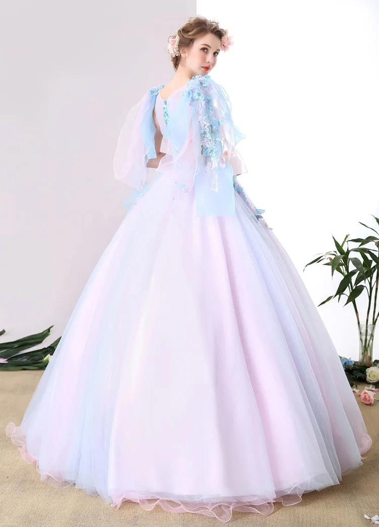 Светло-Голубое Бальное Платье 18-го века средневековое платье Ренессанса