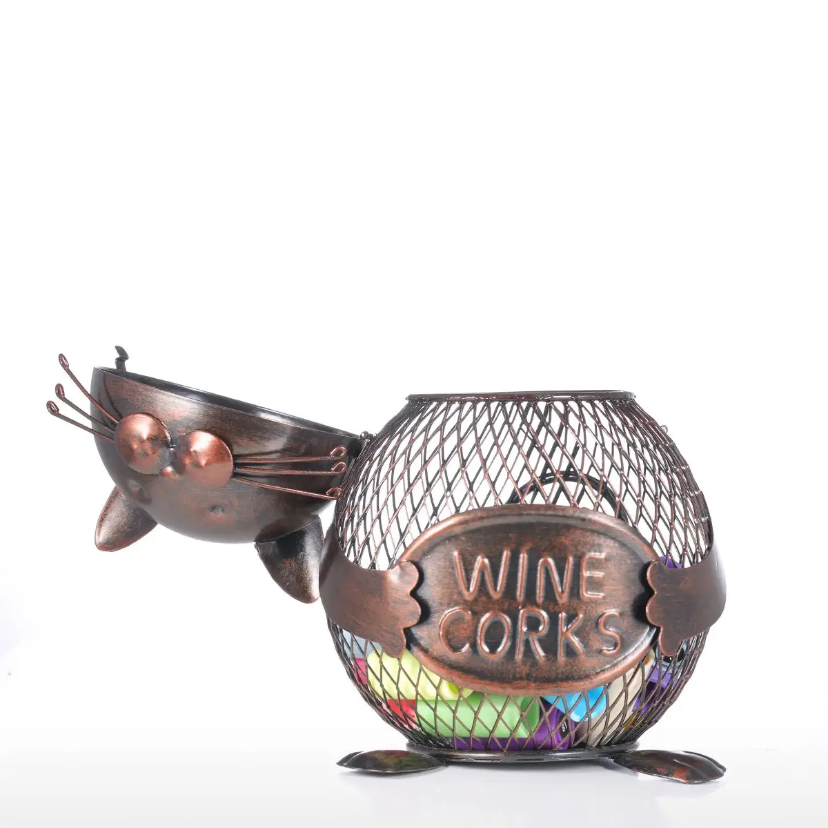 Tooarts кошка котенок вино пробка контейнер украшение животного железный ящик