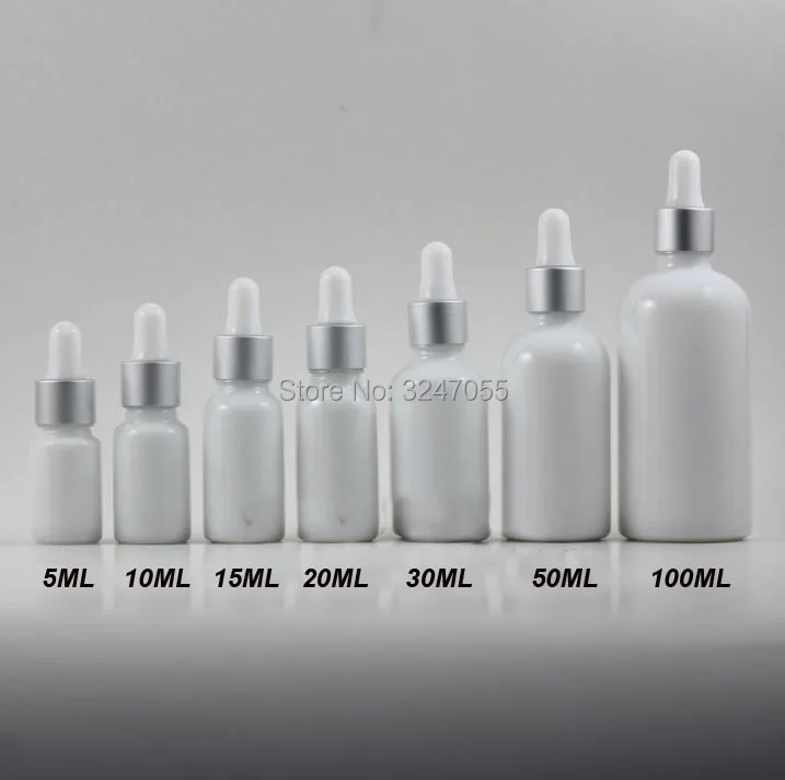 

5ml10ml15ml20ml30ml50ml100ml Elegant Empty Cosmetic Essential Oil Bottle, White Glass Pipettes Dropper Bottles,Perfume Container