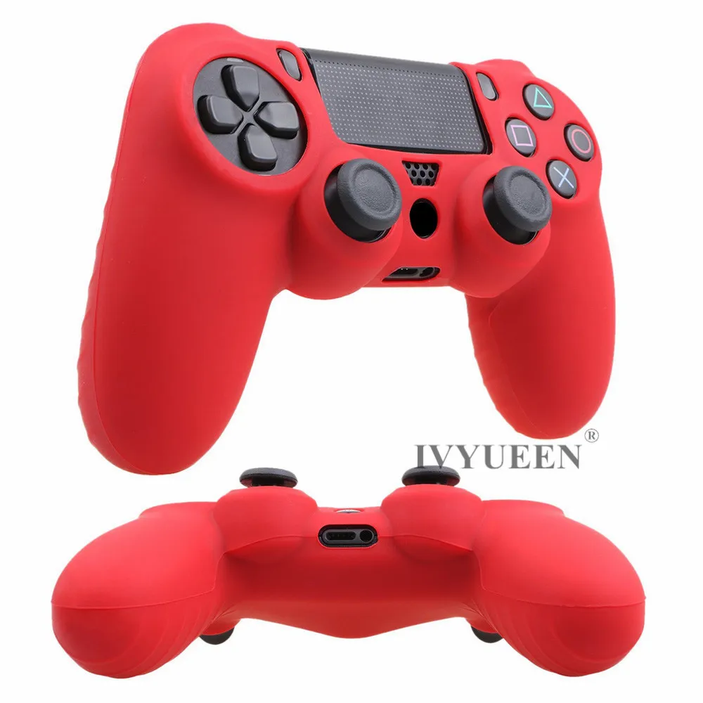 IVYUEEN 5 в 1 для Dualshock 4 PS4 Pro тонкий контроллер силиконовый гелевый Чехол для кожи+ палки с захватом для большого пальца+ 2 светодиодный стикер