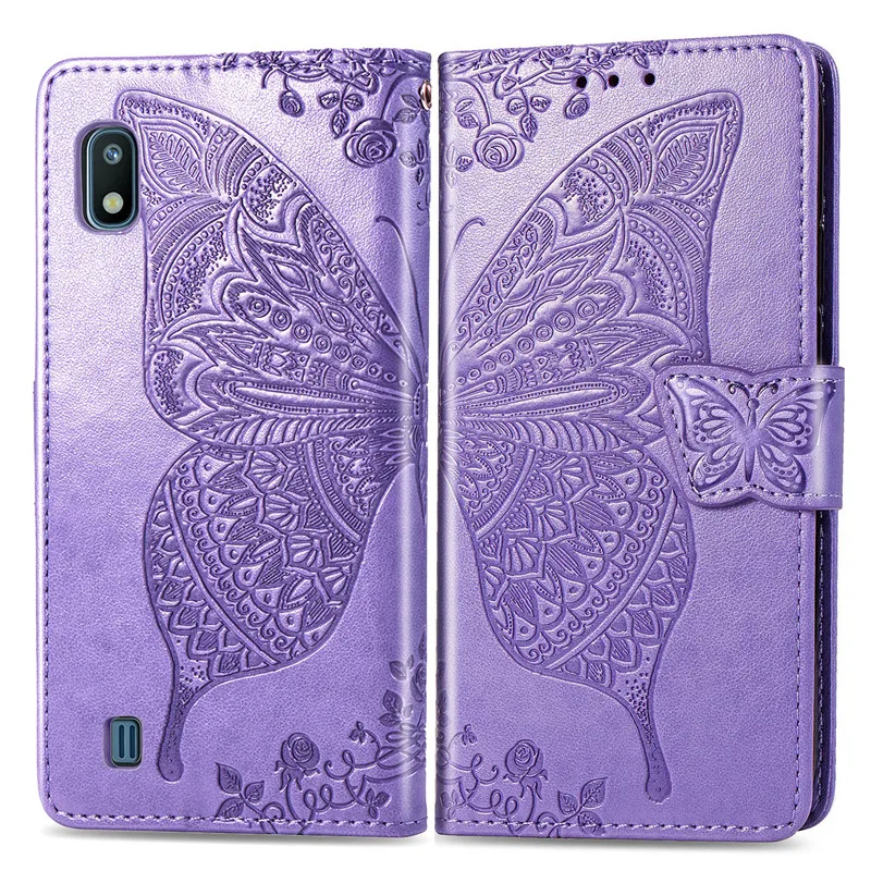 Кожаный чехол книжка с 3D изображением бабочки для Samsung Galaxy A10 из ТПУ телефона
