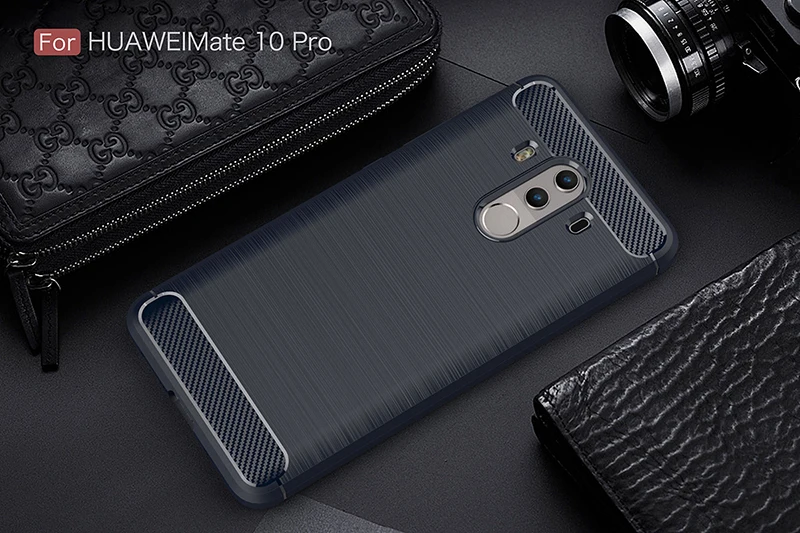 Ocolor для Huawei Mate 10 Pro углеродного волокна чехол противоударный ТПУ Мягкий
