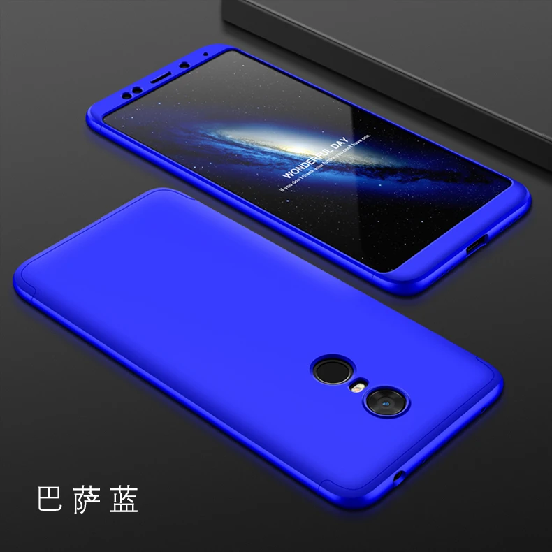 blue Роскошный бронированный чехол 360 для Xiaomi Redmi 5 Plus Redmi5 Pro, чехол, Жесткий Бампер, защитный чехол - Цвет: blue