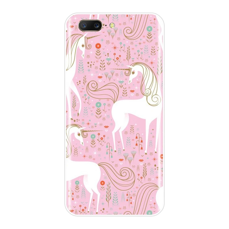 Розовая девушка Kawaii милый единорог задняя крышка для OnePlus 3 3T 5 5T 6 6T мягкий