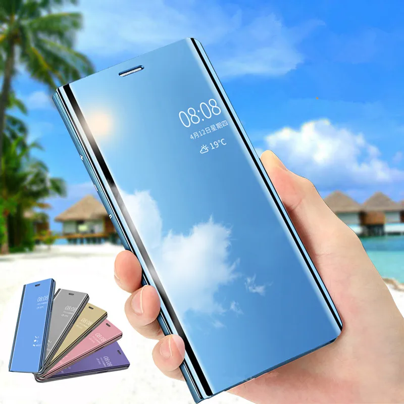 Для Samsung S10 чехол зеркало S9 Galaxy S8 Plus S6 S7 Edge S10e 5G Note 4 5 8 9 Note8 Note9 Флип кожаный