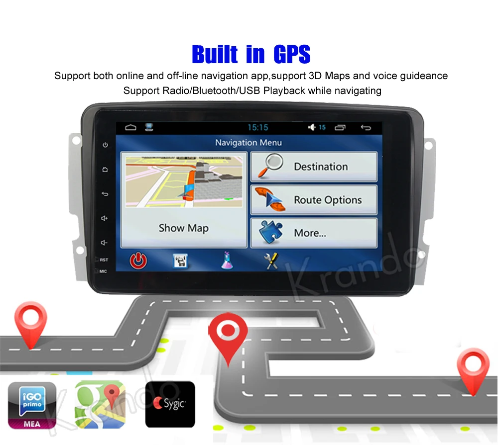 Автомобильный радиоприемник Krando Android 8 0 дюймов 32 Гб ROM для BENZ C-W203 2000-2005 gps навигатор