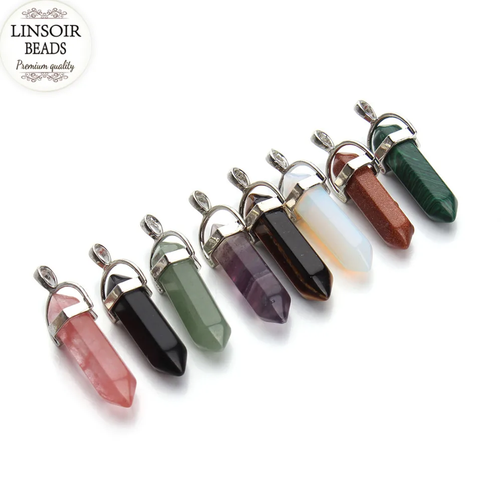5 шт. оптовая продажа кварцевое ожерелье подвески из натурального камня пуля