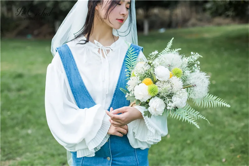 PEORCHID новый дизайн Одуванчик Искусственные Свадебные букеты Sztuczny Bukiet белый